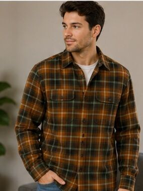 Carhartt Brown and Green Plaid Shirt